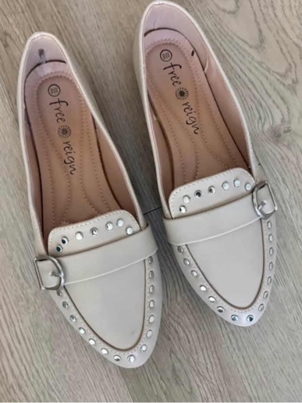Women's Studded Cream Loafers